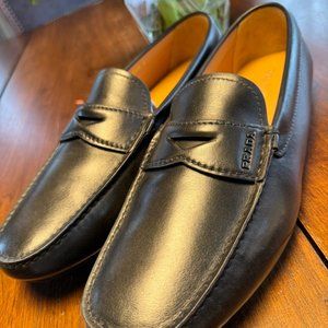 Prada Calfskin Leather Driver Black, Men's Size 9UK/10US-10.5US